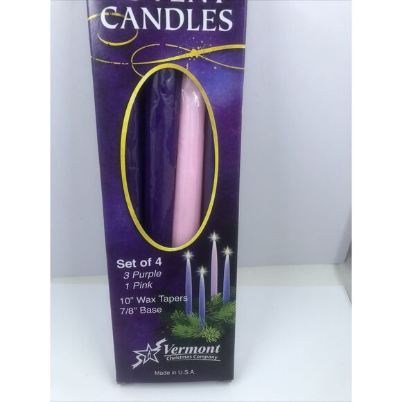 Advent Candles 3Purple & 1 Pink - 10" Taper Candles - Made in USA - Picture 2 of 13